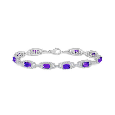 Amethyst and White Topaz Bracelet (5-1/2 ct. t.w and 5/8 ct. t.w) in Sterling Silver