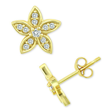 Cubic Zirconia Flower Stud Earrings in 18K Gold-Plated Sterling Silver, Created for Macy's