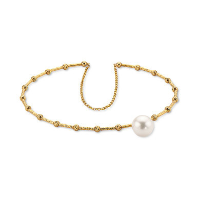 EFFY® Cultured Freshwater Pearl (8mm) & Diamond Accent Bangle Bracelet in 14k Gold