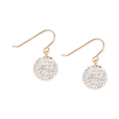 Crystal Pavé Ball Drop Earrings in 10k Gold