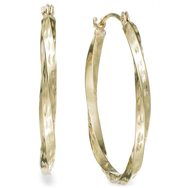 Textured Twisted Hoop Earrings in 10k Gold
