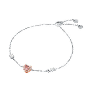 Sterling Silver Two-Tone Heart Slider Bracelet