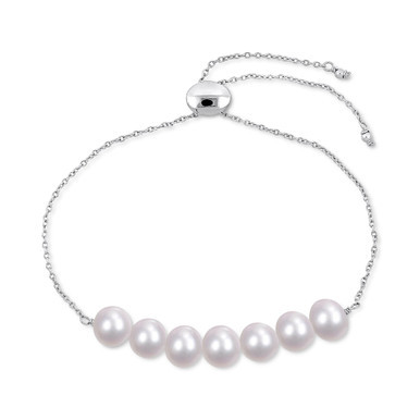 Cultured Freshwater Pearl (7-1/2-8m) Bolo Bracelet in Sterling Silver