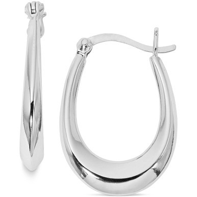 Polished Small Oval Hoop Earrings in Sterling Silver, Created for Macy's