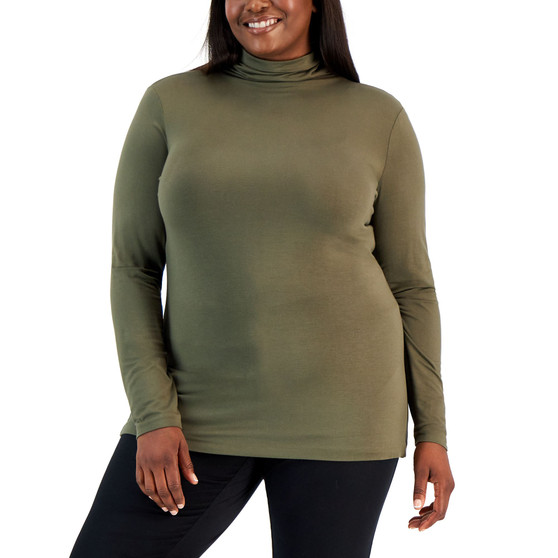 Plus Size Long-Sleeve Seamless Turtleneck Sweater