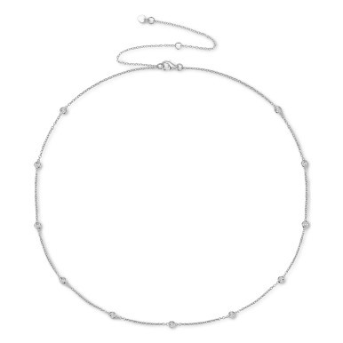 Diamond Bezel Necklace (1/10 ct. t.w.) in Sterling Silver, 14k Gold-Plated Sterling Silver or 14k Rose Gold-Plated Sterling Silver