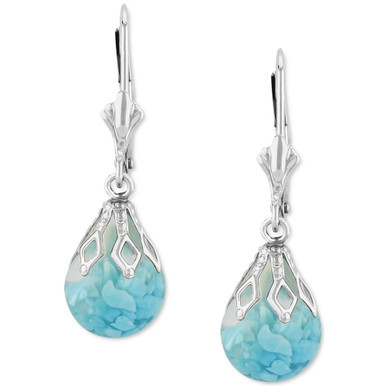 Turquoise Flake Bulb Drop Earrings in Sterling Silver