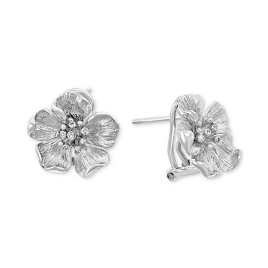 EFFY® Diamond Accent Flower Stud Earrings (1/8 ct. t.w.) in Sterling Silver
