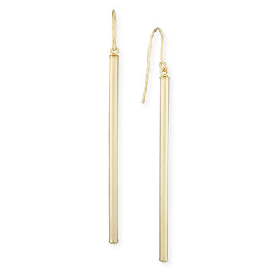 Sleek Column Drop Earrings Set in 14k Gold
