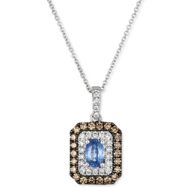 Blueberry Sapphire (3/8 ct. t.w.) & Diamond (1/2 ct. t.w.) 18" Pendant Necklace in 14k White Gold