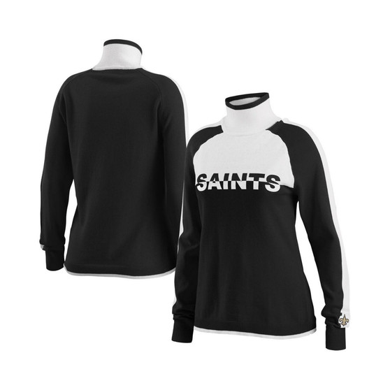 Women's Black New Orleans Saints Ski Raglan Pullover Sweater