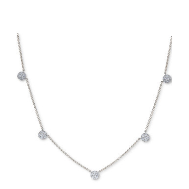 Diamond Dangle Cluster Statement Necklace (1 ct. t.w.) in 14k White Gold or 14k Two-Tone (14k Gold & 14k White Gold) 16" + 2" extender