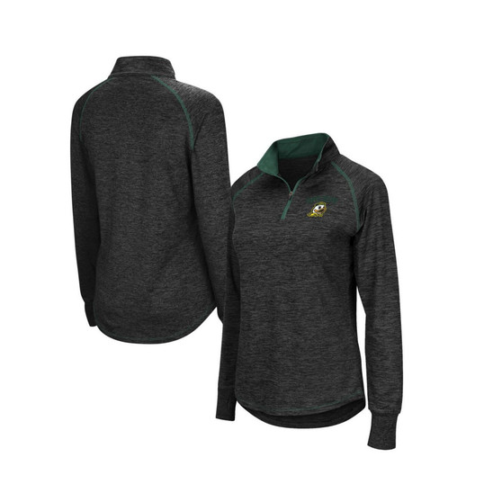 Women's Heathered Black Oregon Ducks Bikram Quarter-Zip Pullover Jacket