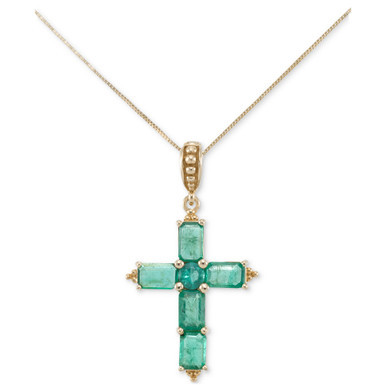 Emerald (3-1/5 ct. t.w.) 18" Pendant Necklace in 14k Gold, Created for Macy's