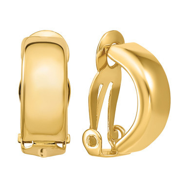 Polished Half Hoop Clip-On Earrings in 14k Gold