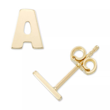 Initial Stud Earrings in 10k Gold