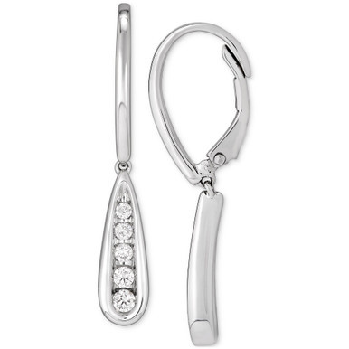 Lab-Created Diamond Graduated Leverback Drop Earrings (1/3 ct. t.w.) in Sterling Silver