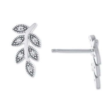 Cubic Zirconia Leaf Stud Earrings, Created for Macy's