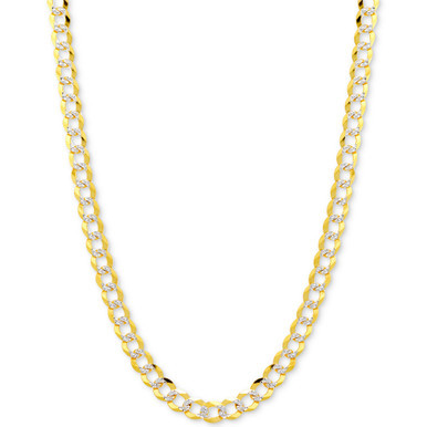 20" Two-Tone Open Curb Link Chain Necklace in Solid 14k Gold & White Gold