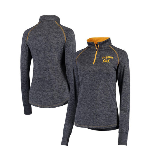 Women's Heathered Navy Cal Bears Bikram Raglan Quarter-Zip Jacket