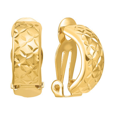 Textured Crisscross Clip-On Half Hoop Earrings in 14k Gold