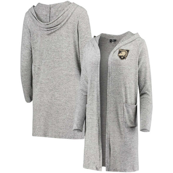 Women's Heathered Gray Army Black Knights Cuddle Soft Duster Tri-Blend Hooded Cardigan
