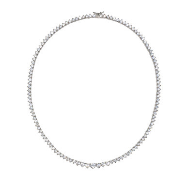Cubic Zirconia Graduated Tennis 16" Collar Necklace in Sterling Silver