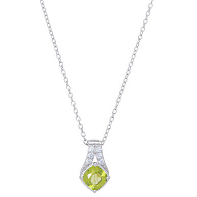 Peridot (1-1/5 ct. t.w.) & Lab-Created White Sapphire (1/5 ct. t.w.) 18" Pendant Necklace in Sterling Silver
