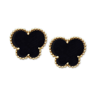 EFFY® Onyx (9 x 7 mm) Butterfly Stud Earrings in 14k Gold