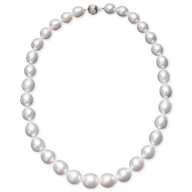 Pearl Necklace, 18" 14k White Gold White Cultured South Sea Graduated Pearl Strand (10-13mm)