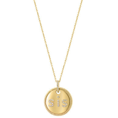 EFFY® Diamond SIS Disc Pendant Necklace (1/10 ct. t.w.) in 14k Gold
