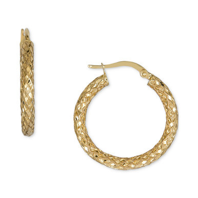 Snake Texture Hoop Earrings in 10k Gold 25mm