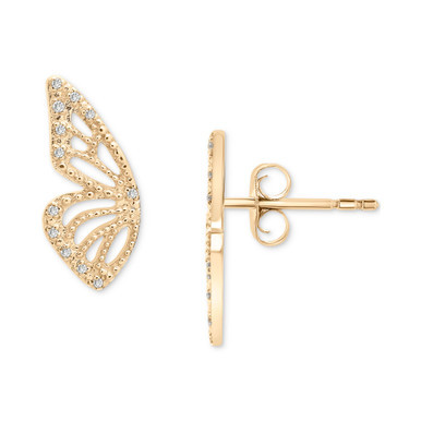 Diamond Butterfly Wing Stud Earrings (1/20 ct. t.w.) in 14k Gold, Created for Macy's