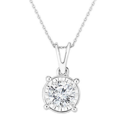Diamond Solitaire 18" Pendant Necklace (5/8 ct. t.w.) in 14k White Gold