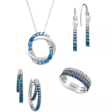Blueberry Layer Cake Blueberry Sapphire & Vanilla Sapphire Jewelry Collection in 14k White Gold