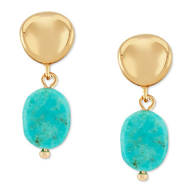 Turquoise & Nugget Sculptural Drop Earrings in 14k Gold