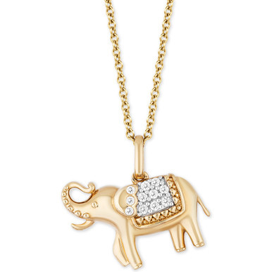 Enchanted Disney Diamond Jasmine Elephant Pendant Necklace (1/10 ct. t.w.) in 14k Gold