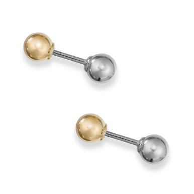 Ball Stud Earrings in 10k Yellow and White Gold