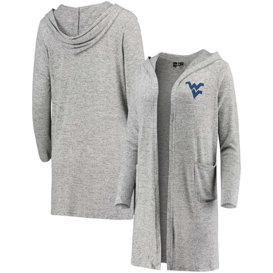 Women's Heathered Gray West Virginia Mountaineers Cuddle Soft Duster Tri-Blend Hooded Cardigan