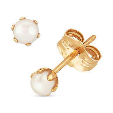 Cultured Freshwater Pearl (3mm) Stud Earrings in 14k Gold