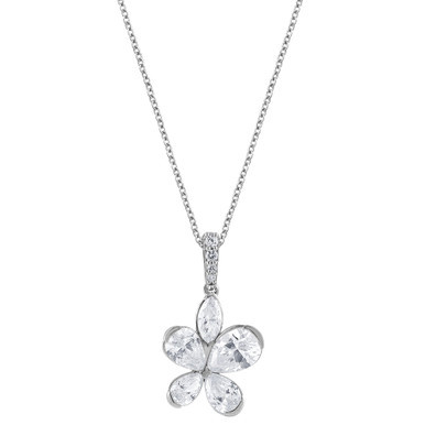 Lab Grown Diamond Pear, Marquise, & Round Flower 18" Pendant Necklace (1-3/4 ct. t.w.) in 14k White Gold