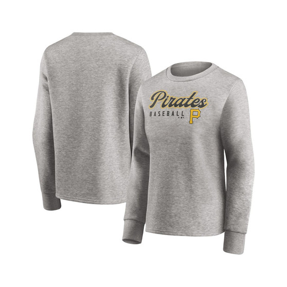 Women's Branded Heathered Gray Pittsburgh Pirates Crew Pullover Sweater
