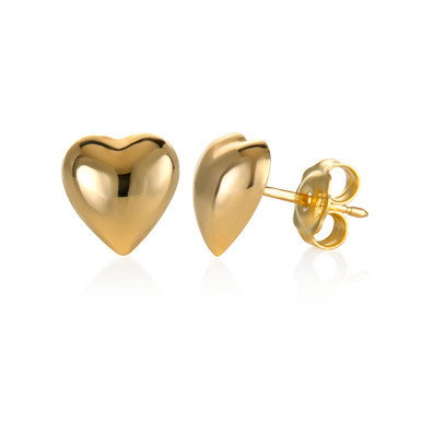 Dimensional Heart Stud Earrings in 10k Gold