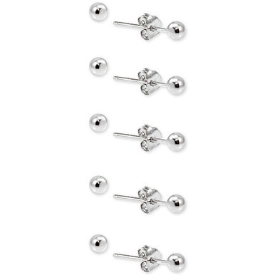 5-Pc. Set Small Ball Stud Earrings in Sterling Silver, Created for Macy's