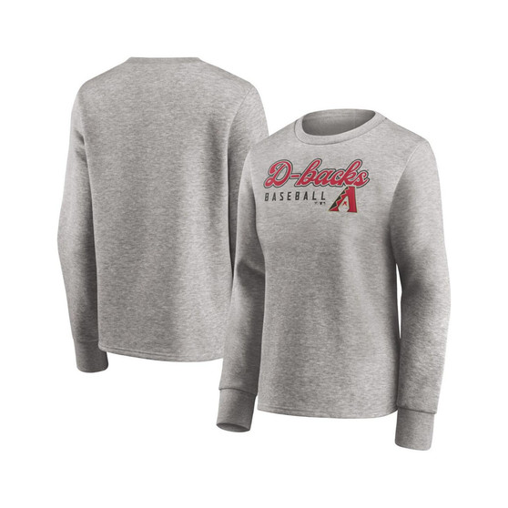 Women's Heathered Gray Arizona Diamondbacks Crew Pullover Sweater