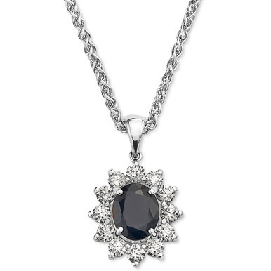 EFFY® Sapphire (2-7/8 ct. t.w.) & Diamond (1-3/8 ct. t.w.) 18" Pendant Necklace in 14k White Gold