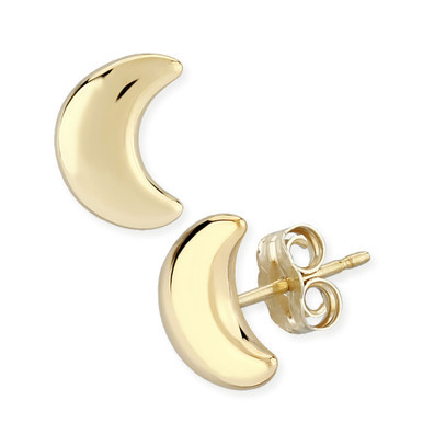 Cresent Moon Stud Earrings Set in 14k Gold (8mm)
