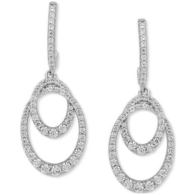 Diamond Interlocking Loop Drop Earrings (1 ct. t.w.) in 10k White Gold