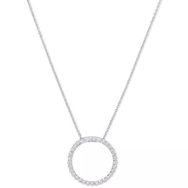 Diamond Circle Pendant Necklace (1/2 ct. t.w.) in 14k White or Yellow Gold, 16" + 2" extender