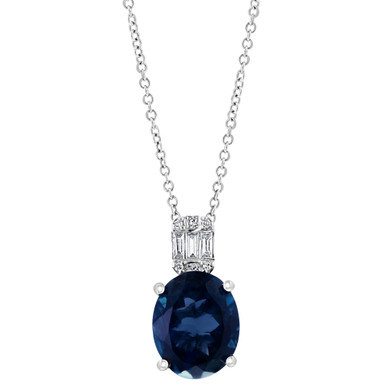 EFFY® London Blue Topaz (4-5/8 ct. t.w.) & Diamond (1/6 ct. t.w.) Oval 18" Pendant Necklace in 14k White Gold